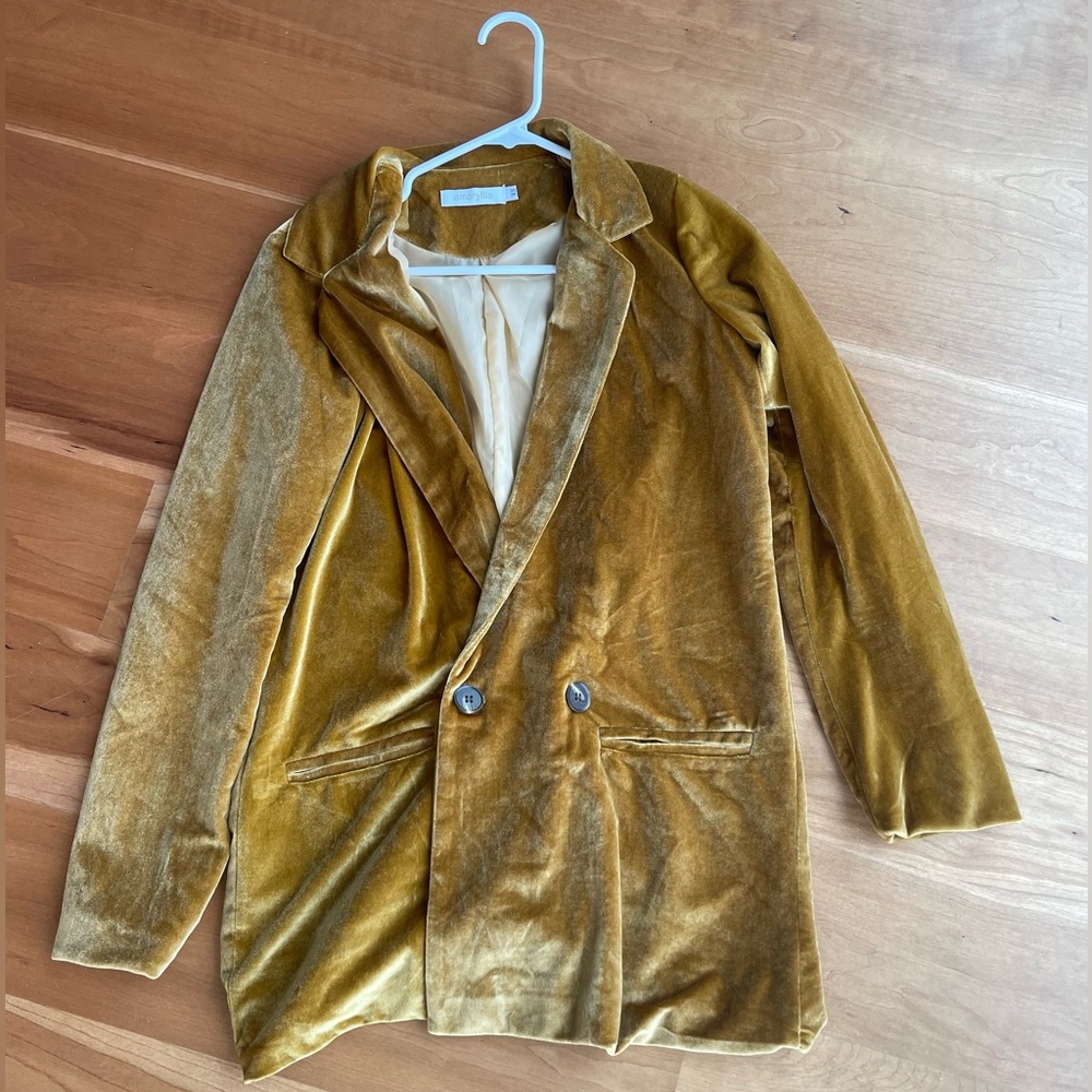 Amaryllis Mustard Velvet Blazer Jacket